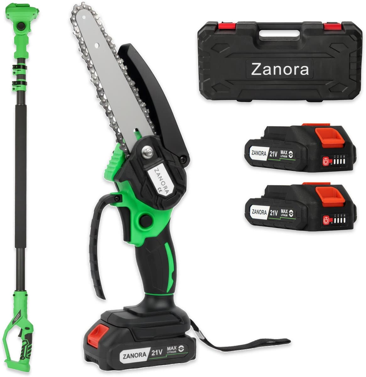 Zanora® Garden - Telescopische Kettingzaag - 15 cm Zaagblad - 130 tot 250 cm Bereik - Voor Hoge Takken