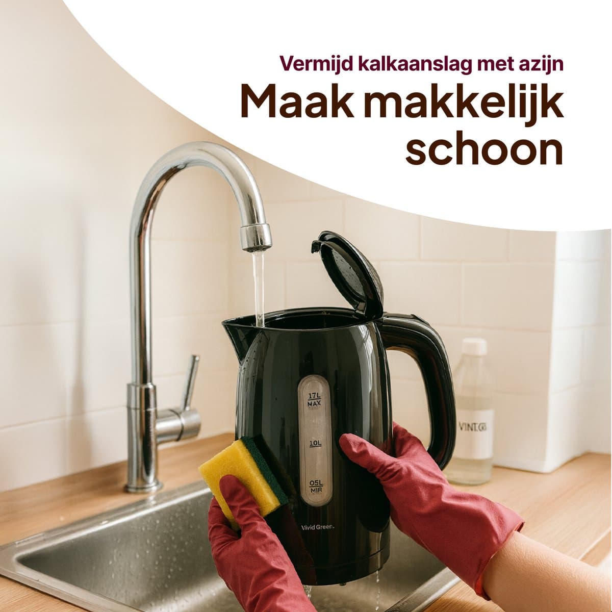 Vivid Green 2200W Waterkoker - 1.7L – BPA-vrij - Kalkfilter - Zwart thumbnail 7