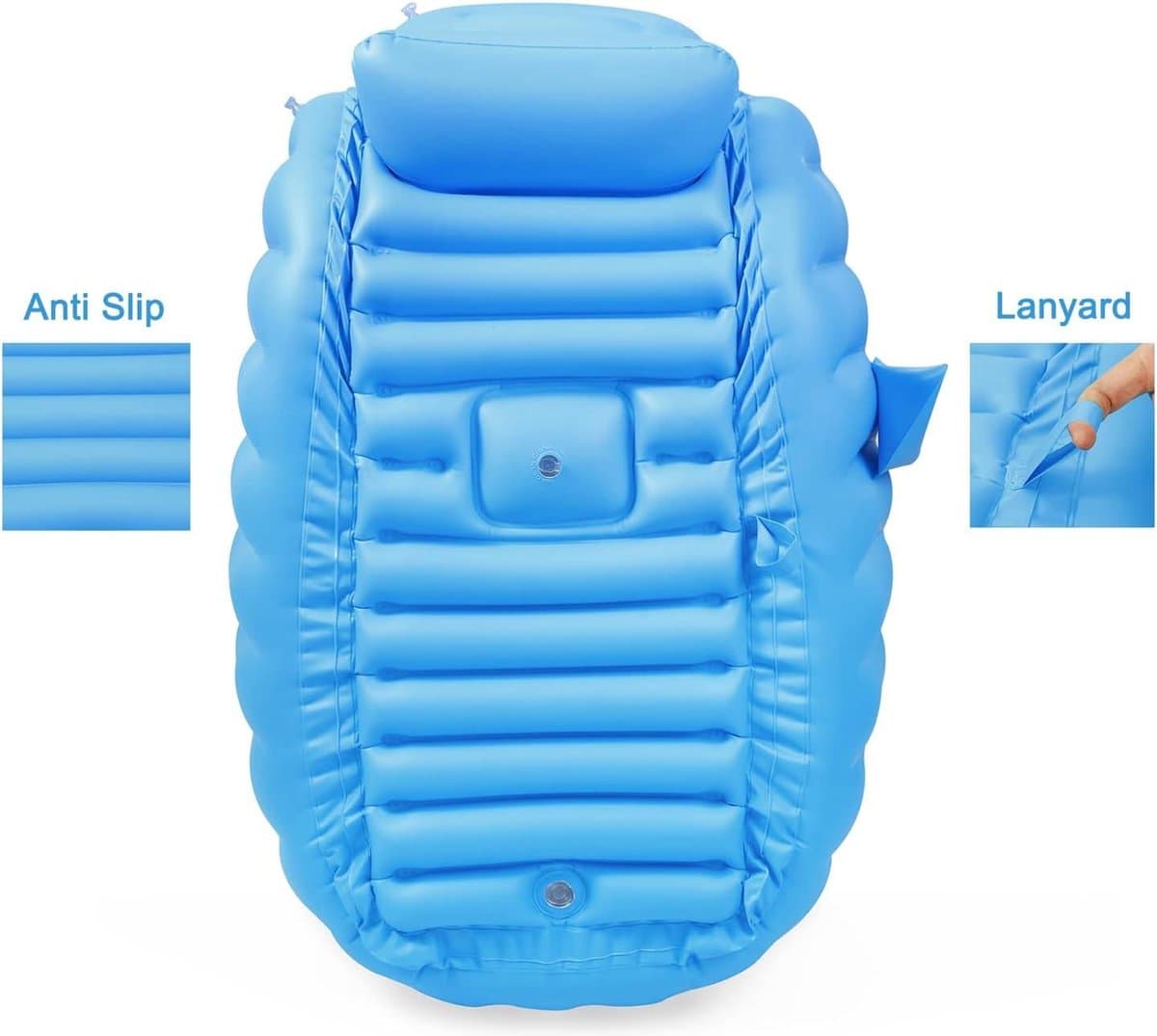 Peuter zwembad met glijbaan Opblaasbare babybadkuip draagbare reisbabybadkuip voor baby's luchtpomp opvouwbaar antislip douchebak mini-luchtzwembad voor pasgeborenen blauw Peuter zwembad met glijbaan thumbnail 6