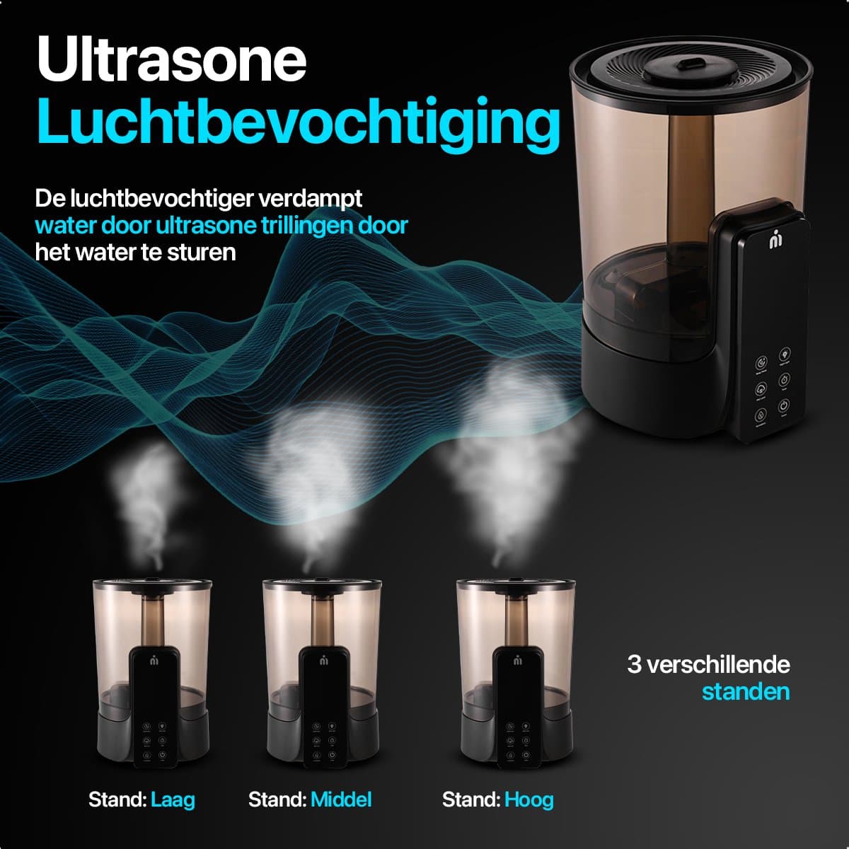 Luchtbevochtiger - Humidifier 6L - Luchtbevochtigers - Hygrometer - Ultrasone - 280ML Mist P/U thumbnail 2