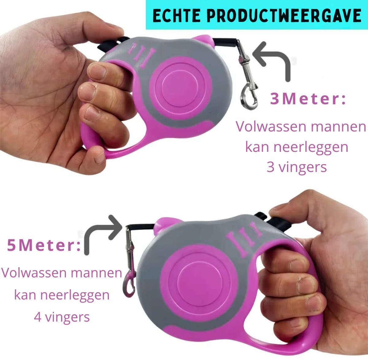 3m Automatische Hondenriem – Intrekbaar Nylon – Voor Kleine Honden & Katten – Tot 8kg thumbnail 6