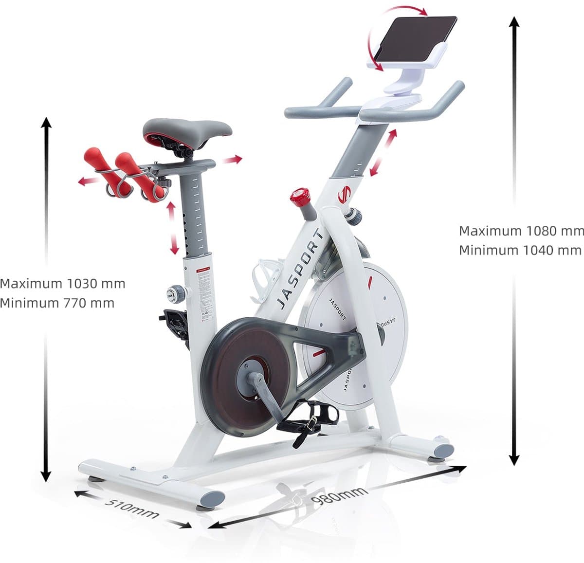 JASPORT S3 Slimme Spinningfiets voor binnengebruik (Wit) thumbnail 7