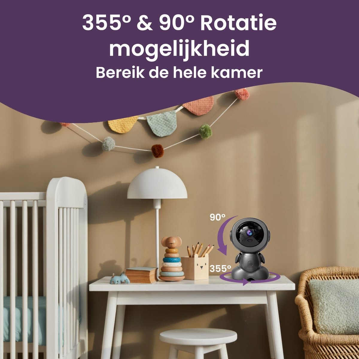 Kooshy 3MP Pro wifi-babycamera met app thumbnail 3