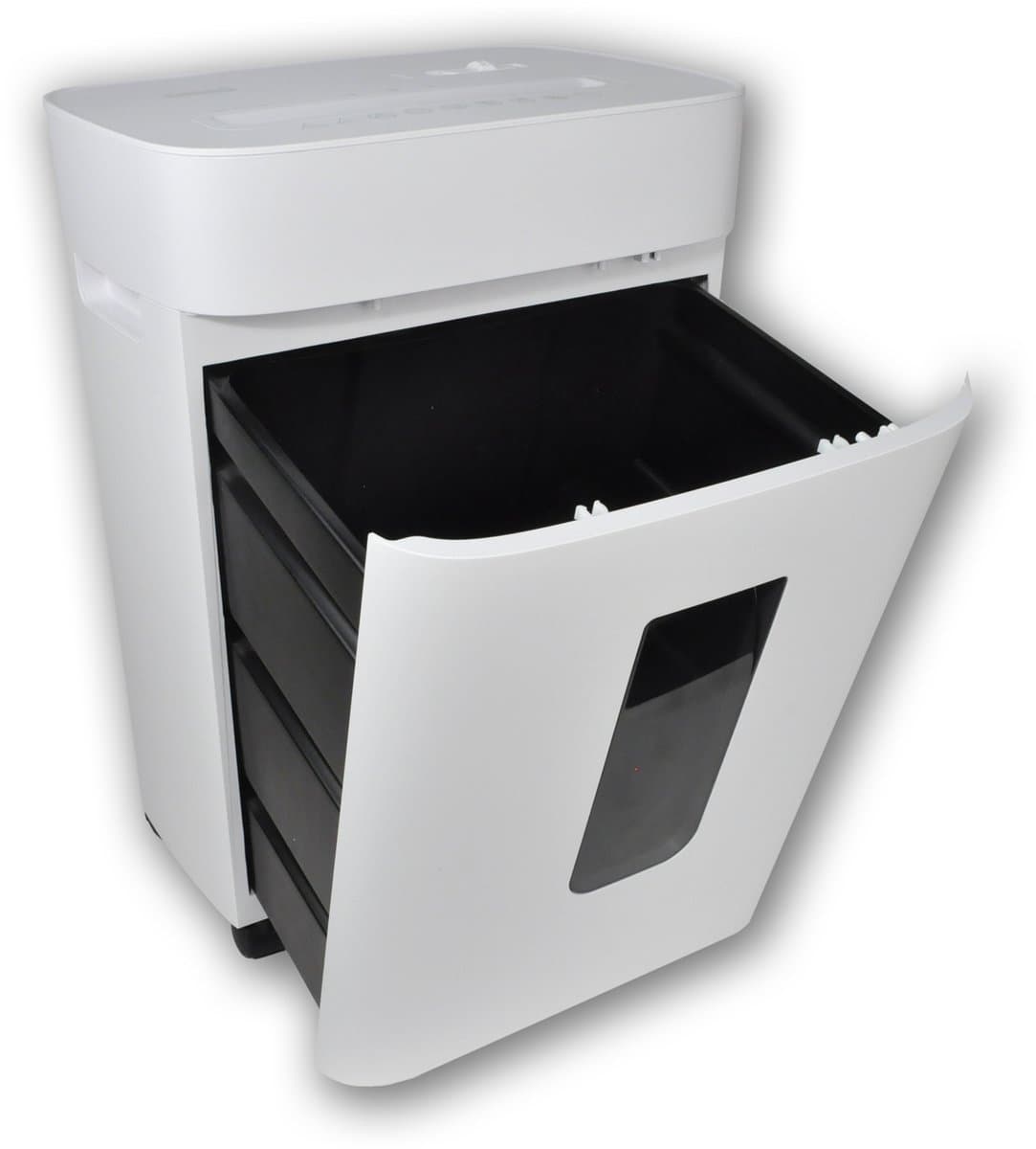 DESQ® Papierversnipperaar 20075 - 8 vel - Micro-cut (2500 snippers/A4) - 2 x 12 mm - Veiligheidsniveau P5 - 20 liter - 10 min. non-stop - 4 wielen - AVG-Proof - Kantoor/Thuiskantoor - Dutch Design thumbnail 3