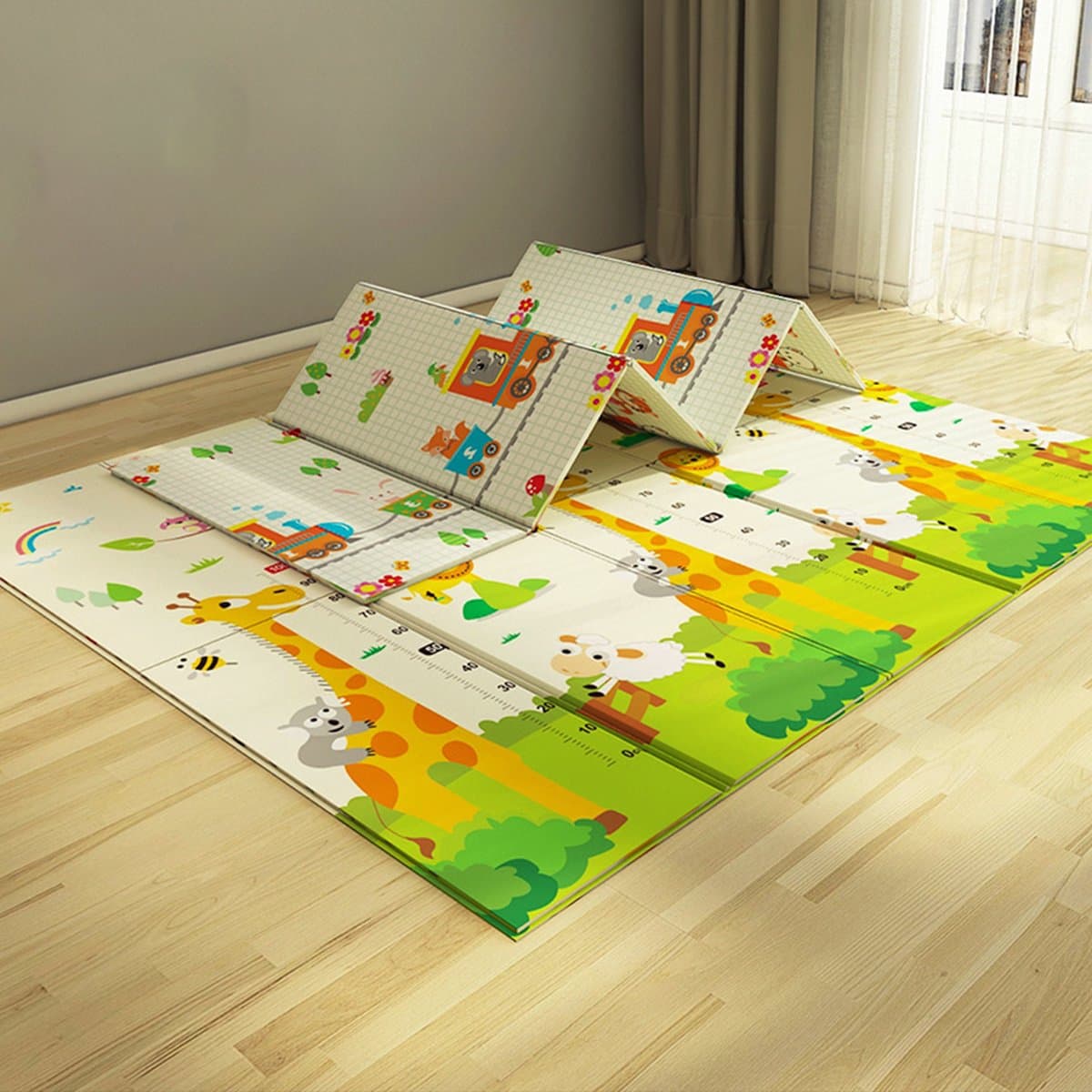 Speelmat Baby - Gemaakt van Foam - 180 x 200 cm - Opvouwbaar - Dubbelzijdig - 180 x 200 cm - 1,5 cm dik - inclusief opbergtas thumbnail 2