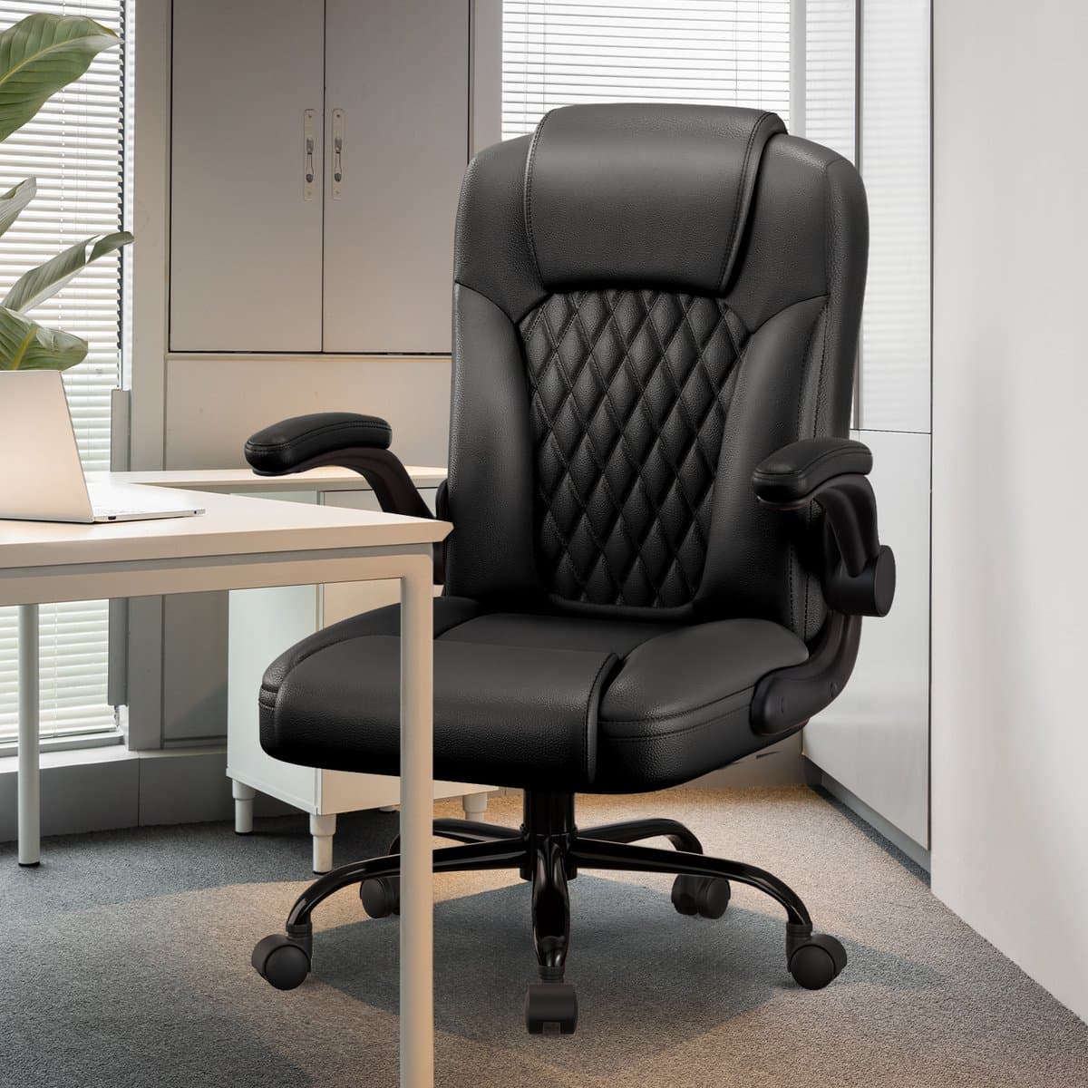 Elekiatech Ergonomische Bureaustoel-Bureaustoel-met 90°-120°Rugleuning Bureaustoelen voor Volwassenen-Inklapbare Armleuningen-Office Chair-Gaming Stoel-150kg - Zwart thumbnail 5