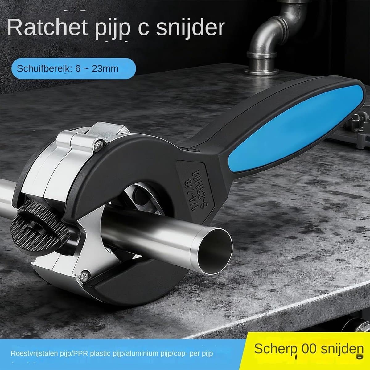 Ratelpijpsnijder - Buizensnijder - Leidingen Zagen - Snelle Aanpassing - 6-42mm - Zilver thumbnail 6