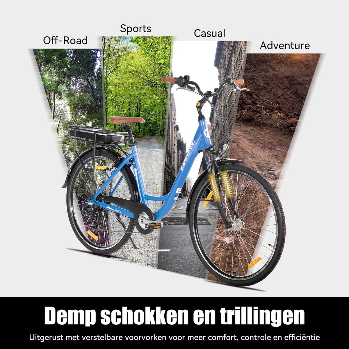 HILAND Montura Elektrische Stadsfiets 28 inch - E-bike Commuter Unisex - 250W Motor - 36V 10.4Ah Accu - 7 Versnellingen - Aluminium Frame thumbnail 8