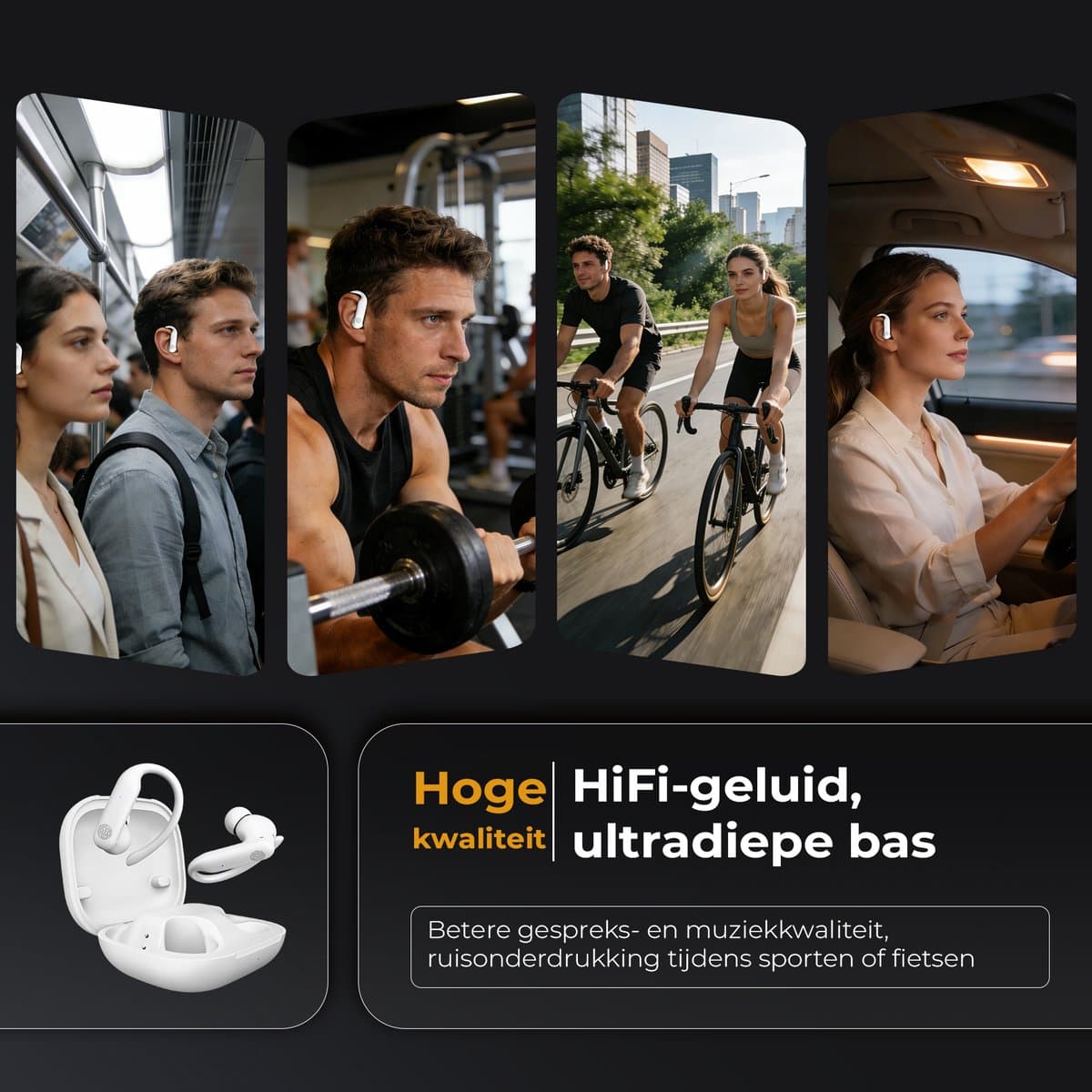 Golden Sound Sport Draadloze oordopjes - 80 uur batterijduur - Active Noise Cancelling - 45dB - Sport oordopjes - Oortjes draadloos - Bluetooth oortjes - Wit thumbnail 7
