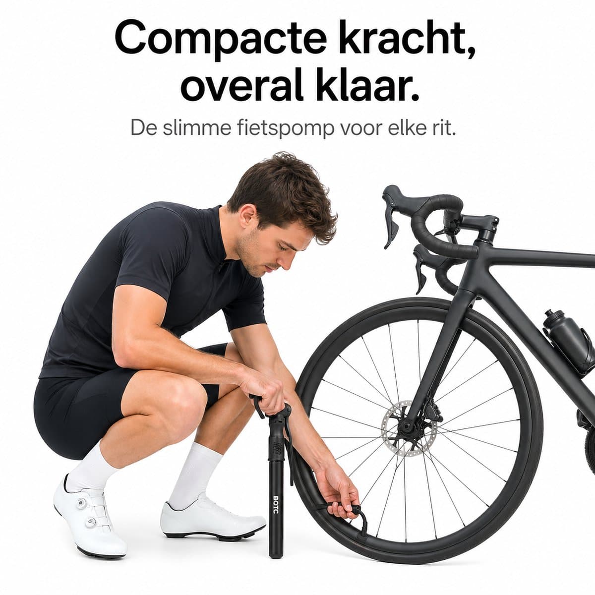 BOTC Fietspomp - Handpomp - Autoventiel - Dunlopventiel - Zwart thumbnail 3