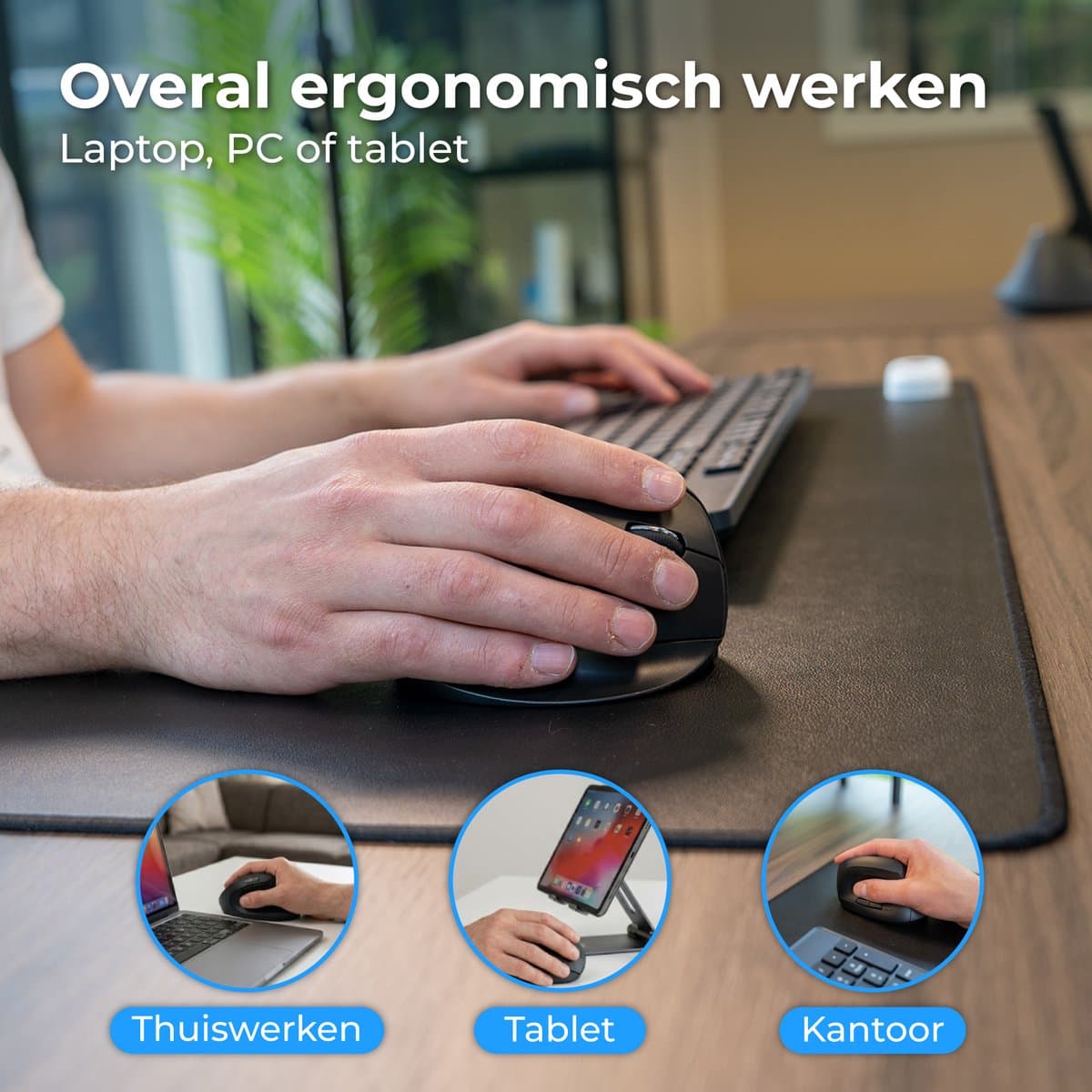 Nuvance Draadloze Muis - Ergonomische Muis Rechtshandig - Bluetooth Muis - Muis Draadloos - Stil - Computermuis - Wireless Mouse thumbnail 5