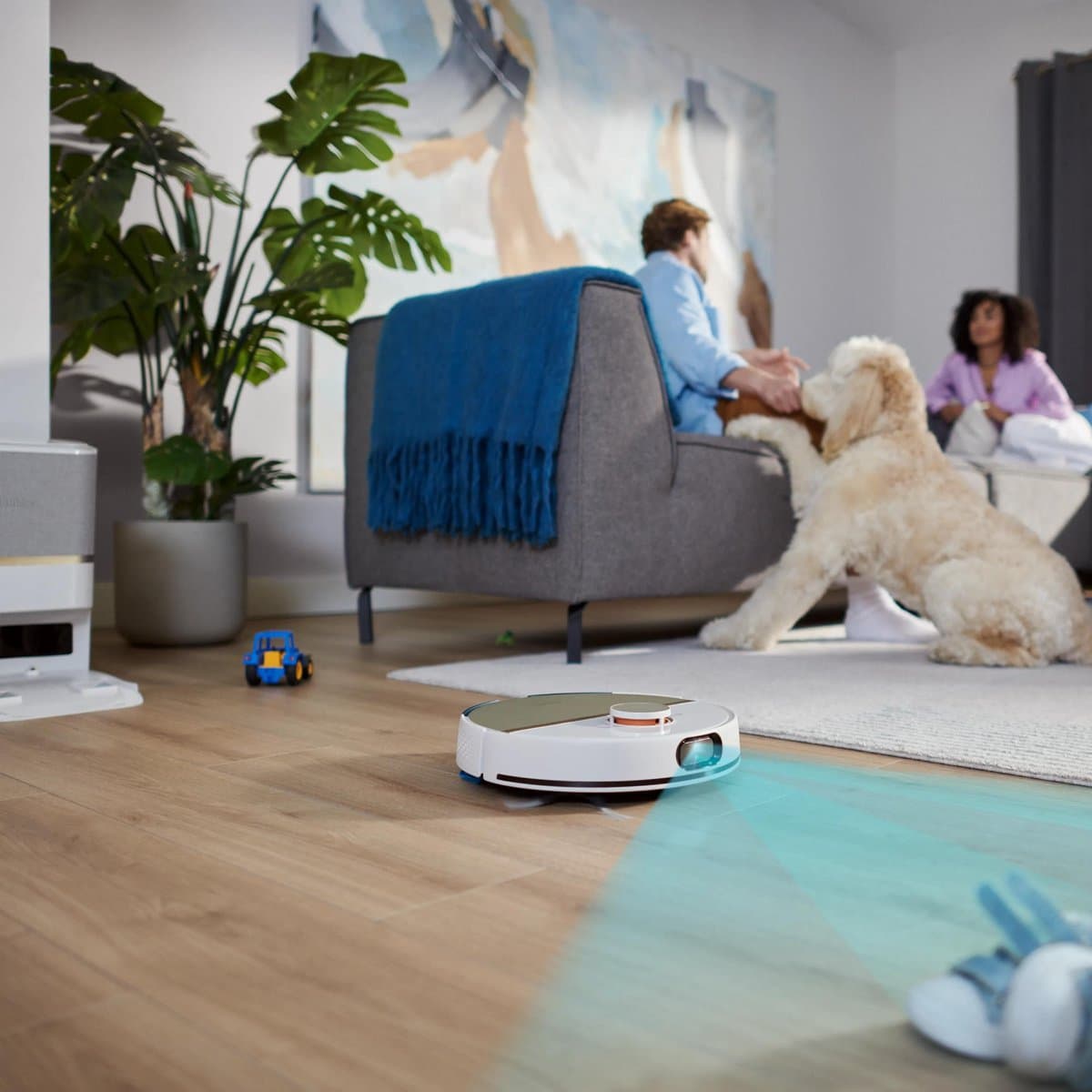 Philips HomeRun Aqua 7000 Series XU7100/02 - Robotstofzuiger met Dweilfunctie - Incl. Laadstation - Wit / Goud - App Connected thumbnail 5