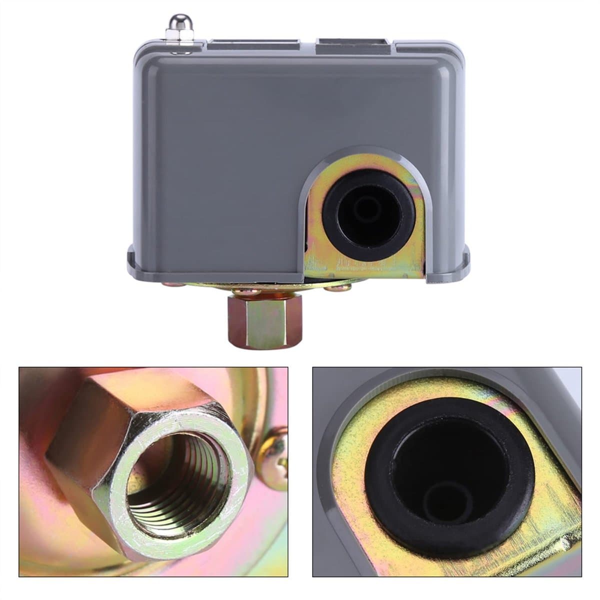 Dailygoody - Waterpomp - Drukschakelaar - Verstelbaar voor optimale druk - Grijs - Zelfaanzuigende waterpomp - Ideaal voor de tuin - 110V-230V thumbnail 4