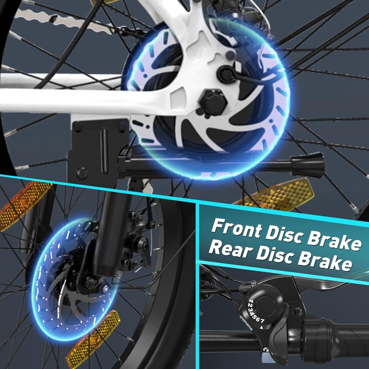 Elektrische Fiets Colorway BK11MS - 20*3.0 Inch Fat Tire City Commuter EBike met Afneembare 36V 12Ah Lithium Batterij - Opvouwbaar Mountain E-Bike met 250W Motor thumbnail 7
