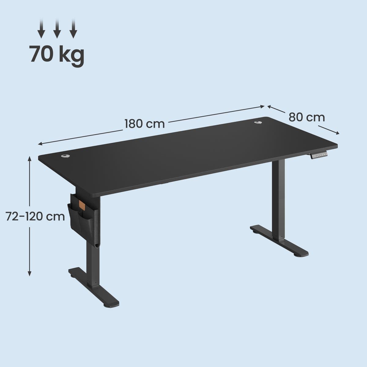 SONGMICS - Zit Sta Bureau - Elektrisch - 180 x 80 cm - Met Geheugenfunctie en USB-C Poort thumbnail 2
