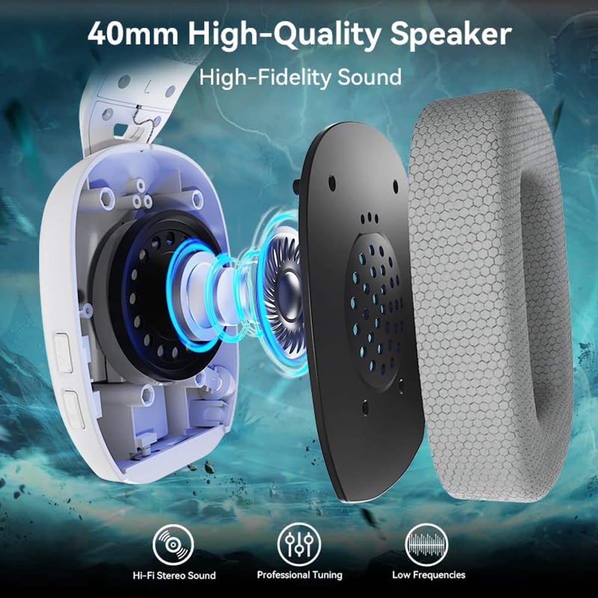Attack Shark L80 PRO - Gaming Headset - Draadloos - 7.1 Surround Sound - Tri-Mode (2.4G/BT/3.5mm) - Dubbele Microfoon - 40mm Driver - Ultralicht 203g - PC/PS5/Xbox/Switch - Wit thumbnail 4