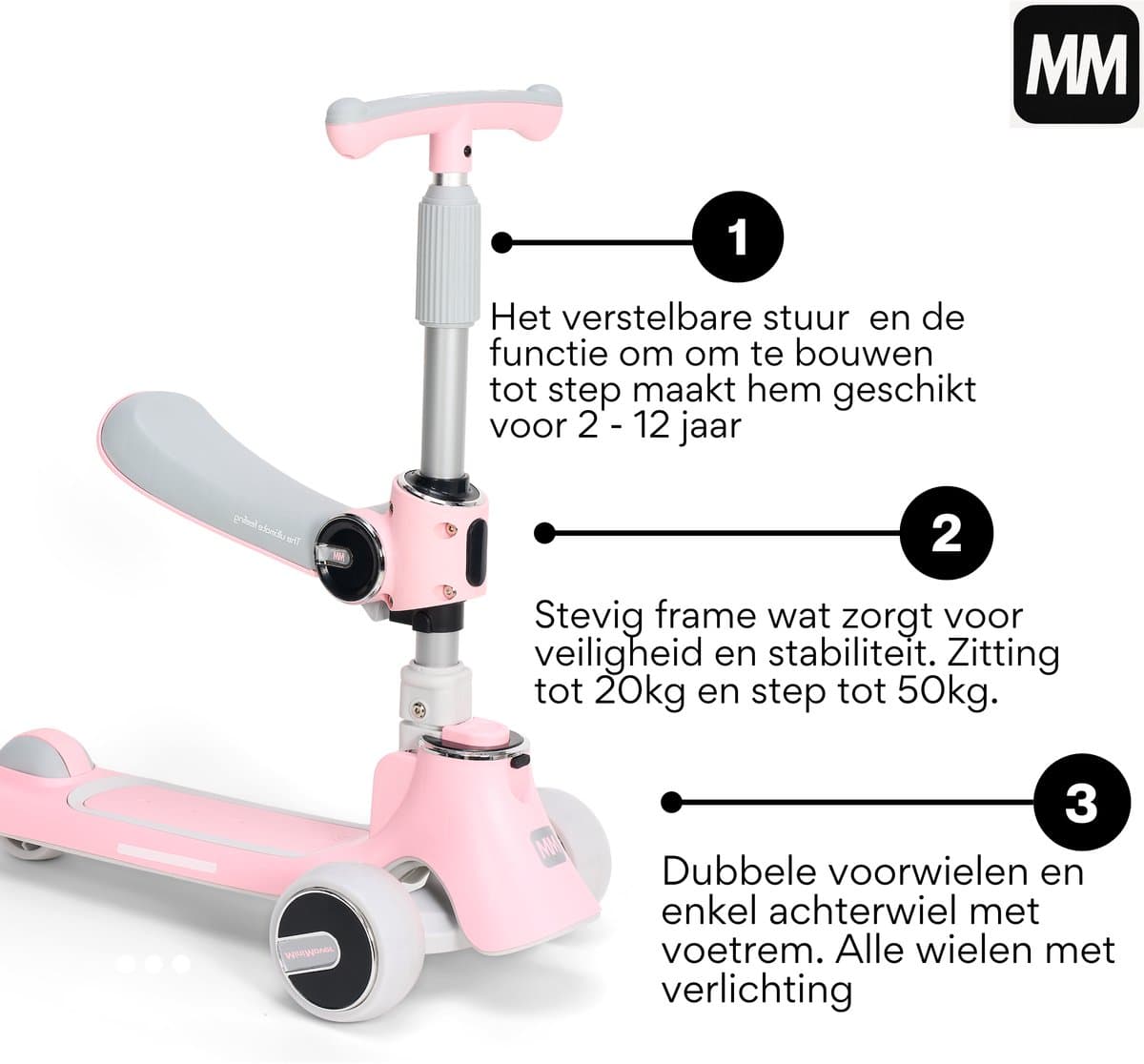 MiniMover Kinderstep 2in1: LED-wielen, 3 wielen, tot 50kg thumbnail 7
