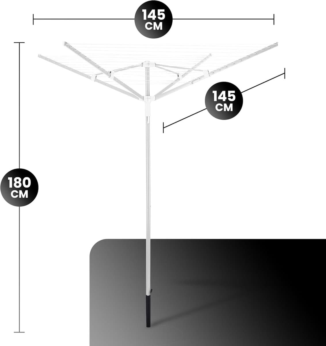 Droogmolen Buiten - Klapbaar Wasrek - Kleding Drogen - Weerbestendig Ontwerp - 45 Meter Lijn - Wit thumbnail 8