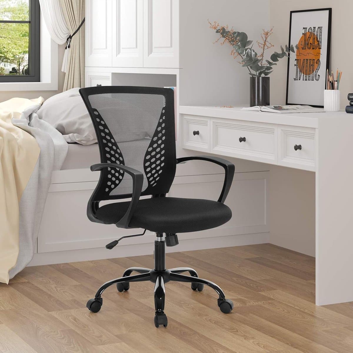 Songmics - Ergonomisch Bureaustoel - Comfortabel model - Kantelbare rugleuning - Kantoorstoel - Zwart thumbnail 6