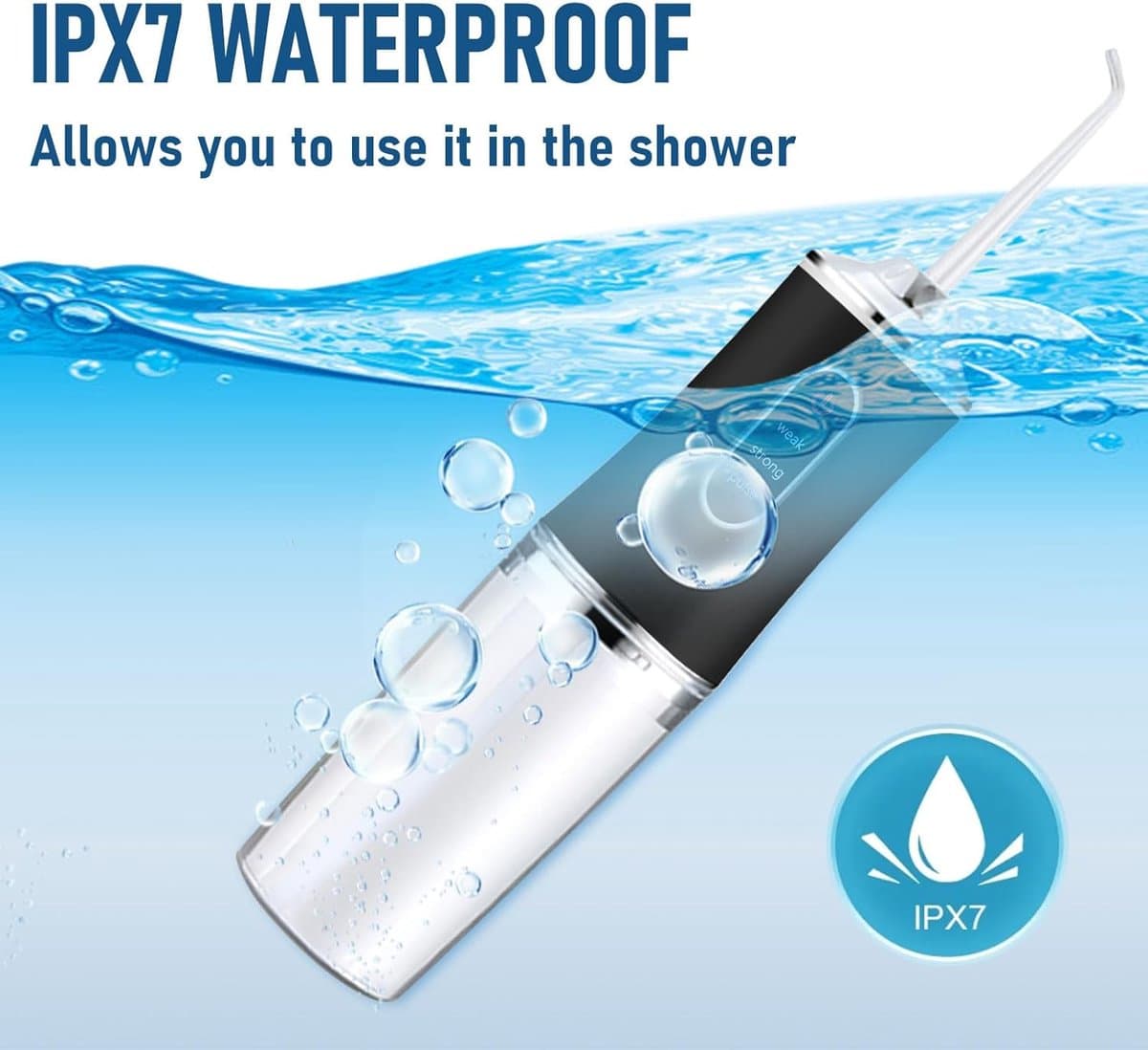 Draadloze elektrische waterflosser - 3 modi en 4 spuitkoppen - oplaadbare mondirrigator - draagbaar reisontwerp - voor volwassenen, tandreiniging en tonsilstenen thumbnail 4