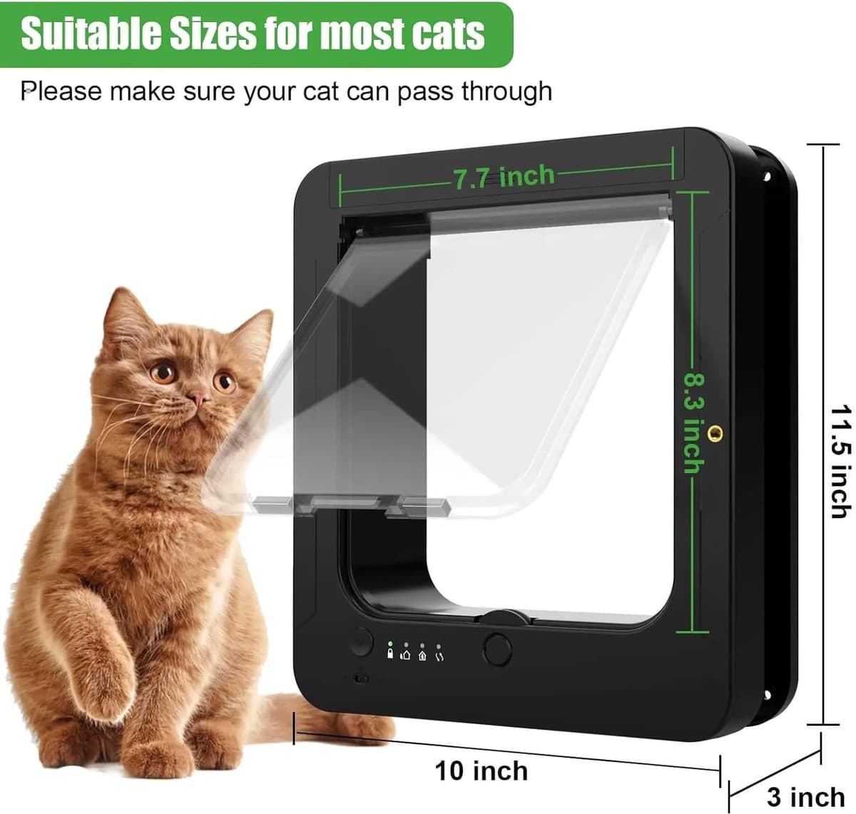 Huisdierluik - Kattenluik Hondendeur - Controle Toegang - Microchip Gestuurd - 11.5 x 10 Inch - Zwart thumbnail 7