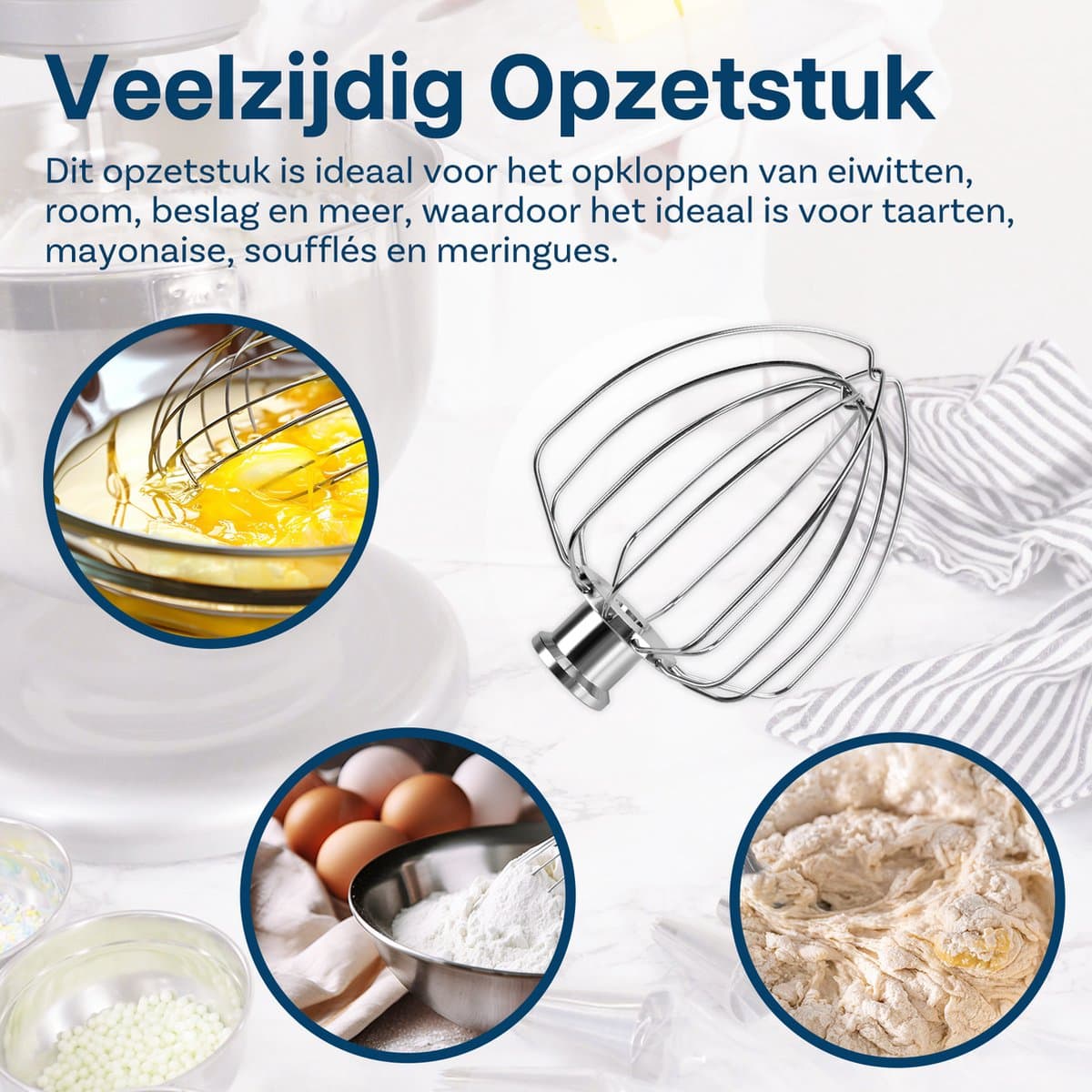 K45WW 6-Draads Garde voor KitchenAid 4.5-5 Quart Tilt-Head Stand Mixers Artisan & Classic Series van MMOBIEL - Aluminium Opzetstuk Eierklopper - Taart Mayonaise Garde – Enkel Handwas thumbnail 3