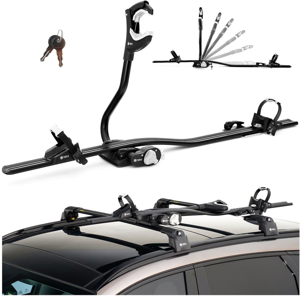 Dakdrager fietsendrager TURTLE PRO-S Zwart voor fiets + slot