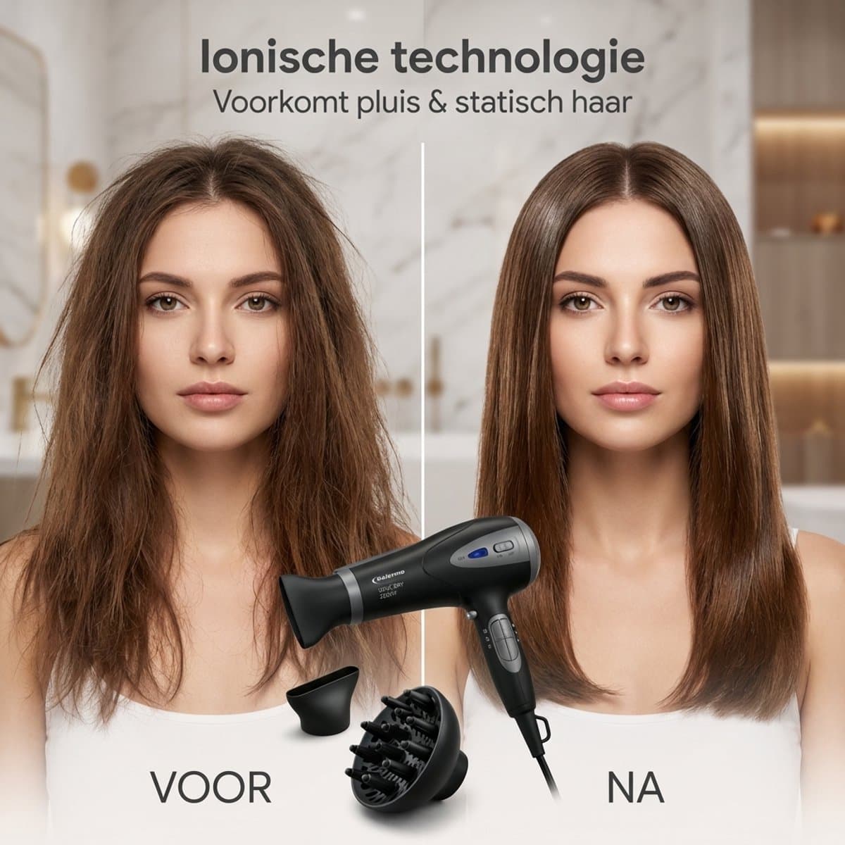 Föhn 2200W met Diffuser - Ionische Haardroger - Anti-Pluis - Blaasmond - Krullen Föhn thumbnail 6