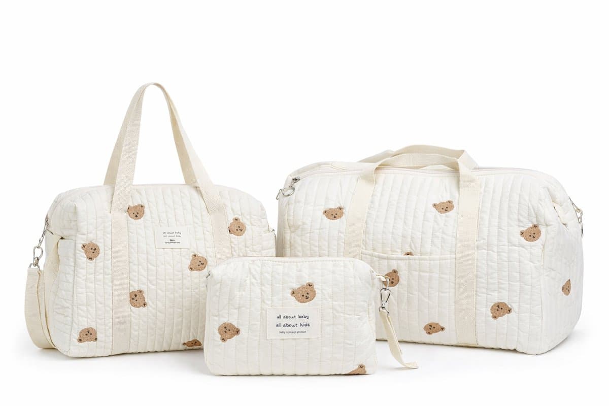 Joya Kids® Baby Toilettas | Luiertas Organizer Klein | 25x17 cm | Crèmekleurig met Teddy Beertjes | Voor Luiers, Crème, Speentjes en Babyverzorging | Unisex thumbnail 3