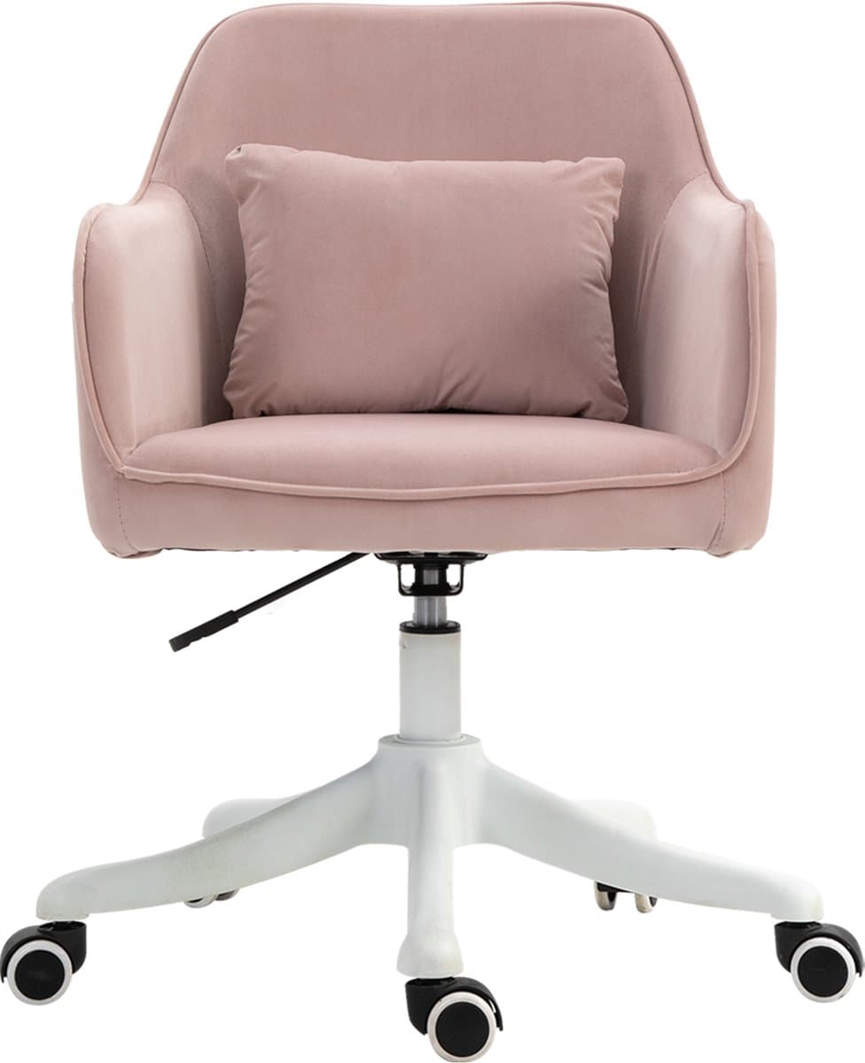 HAUSS SPOLE Bureaustoel 57x70x78-86 Cm - Trilmassage Lendenkussen En Hoogte Verstelbaar - Voor Kantoor En Thuiswerk - Velvet - Roze thumbnail 5