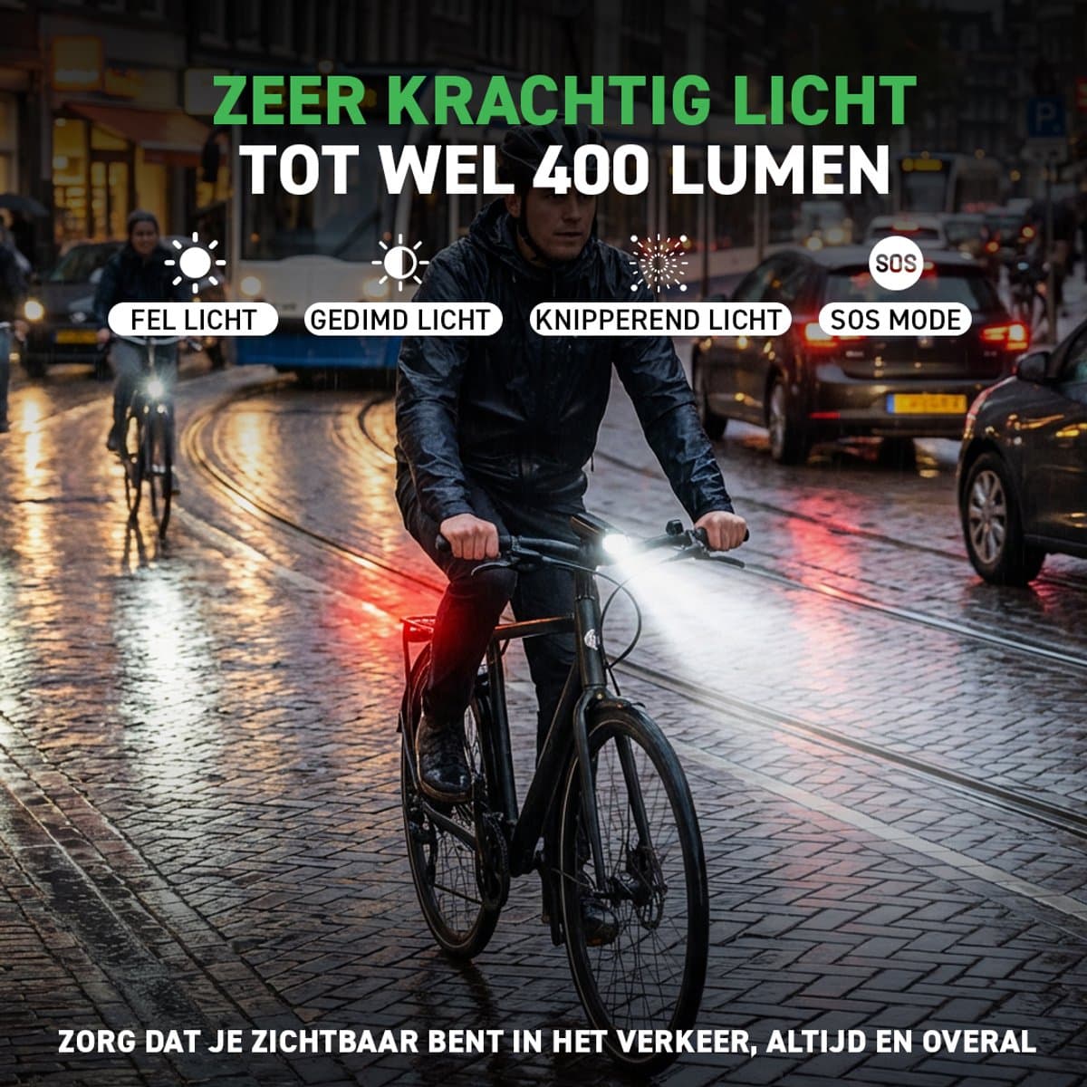 Mevon Fietsverlichting Set - 400 Lumen USB-C oplaadbaar thumbnail 5