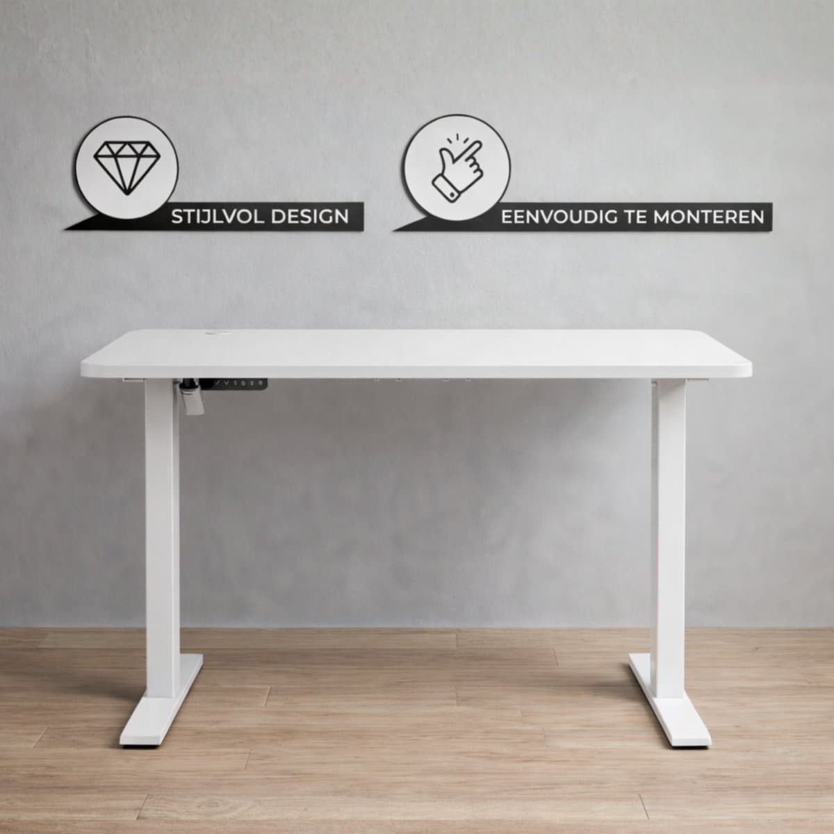 Bayt Zit Sta Bureau - Elektrisch Bureau - In Hoogte Verstelbaar Bureau - 120 x 60 cm - Wit thumbnail 7