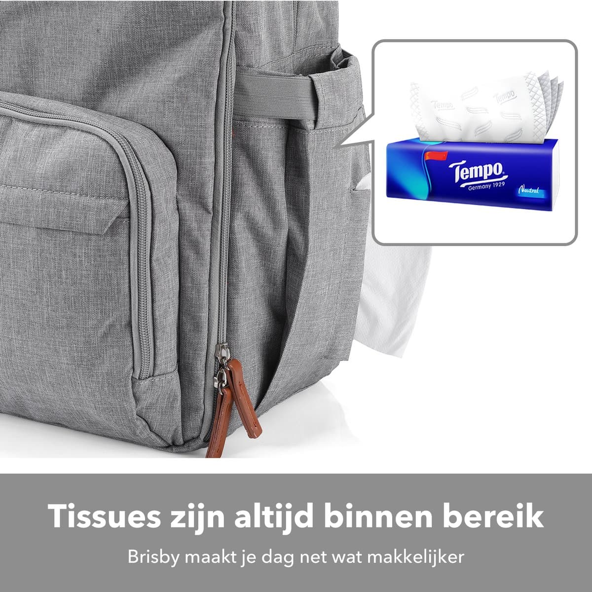 Brisby slijtvaste Luiertas – verzorgingstas – met buggymontage - Lichtgrijs thumbnail 7