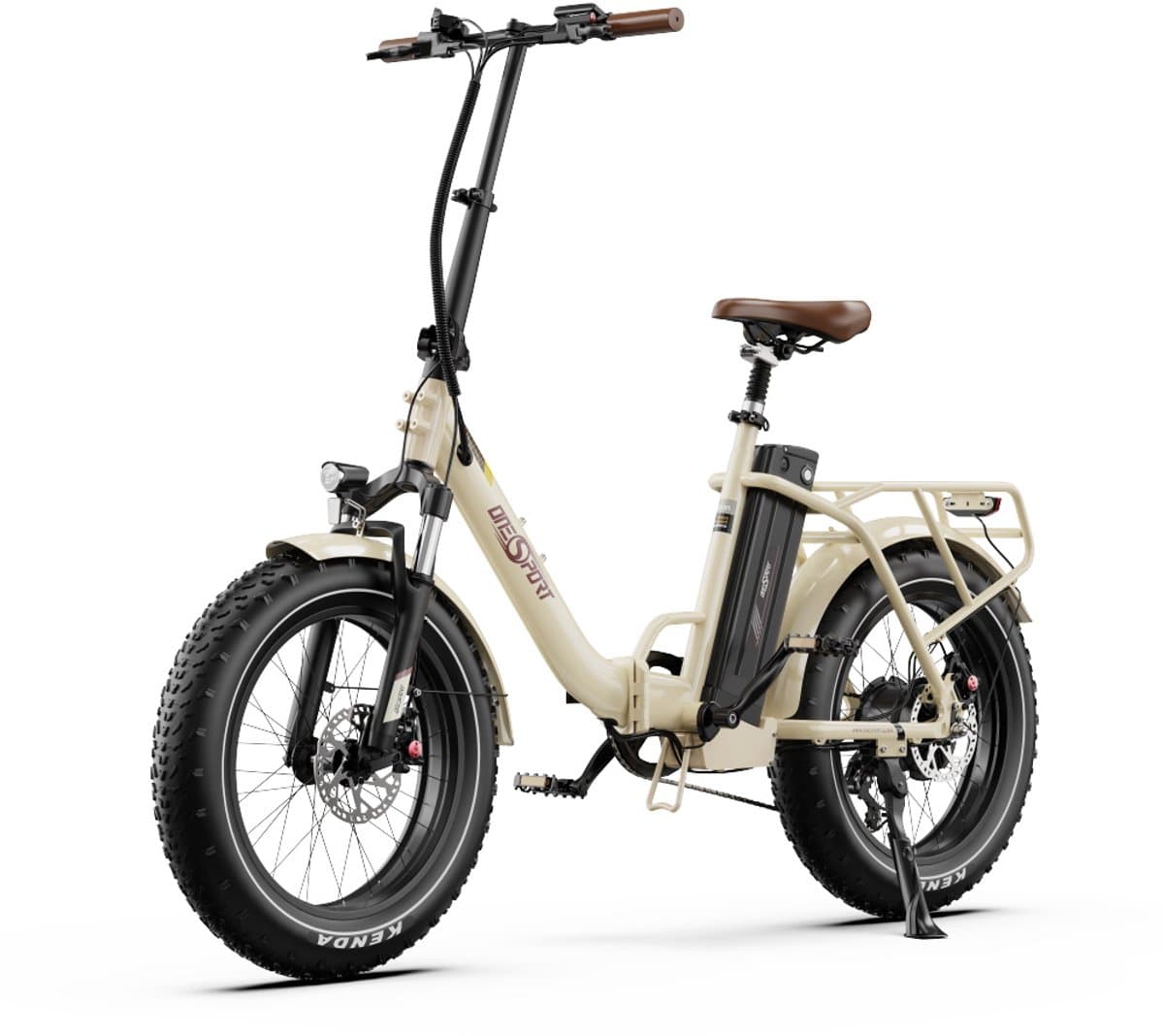 ONESPORT OT16Max Opvouwbare Elektrische Fiets – 864Wh Accu – Actieradius tot 120 km –20×4.0 Inch Fatbike – Aluminium Lage Instapframe – Shimano 7 Versnellingen – Hydraulische Schijfremmen – Max. Belasting 120 kg – Stads E-bike – Crèmewit thumbnail 2