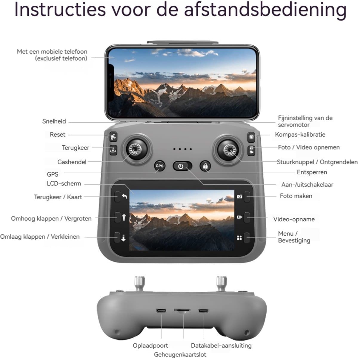 Gloovon® Drone met Camera & Scherm - GPS & Obstakelvermijding - 2 Accu's & 72GB Opslag - Borstelloze Motor - 1080p Full HD thumbnail 6