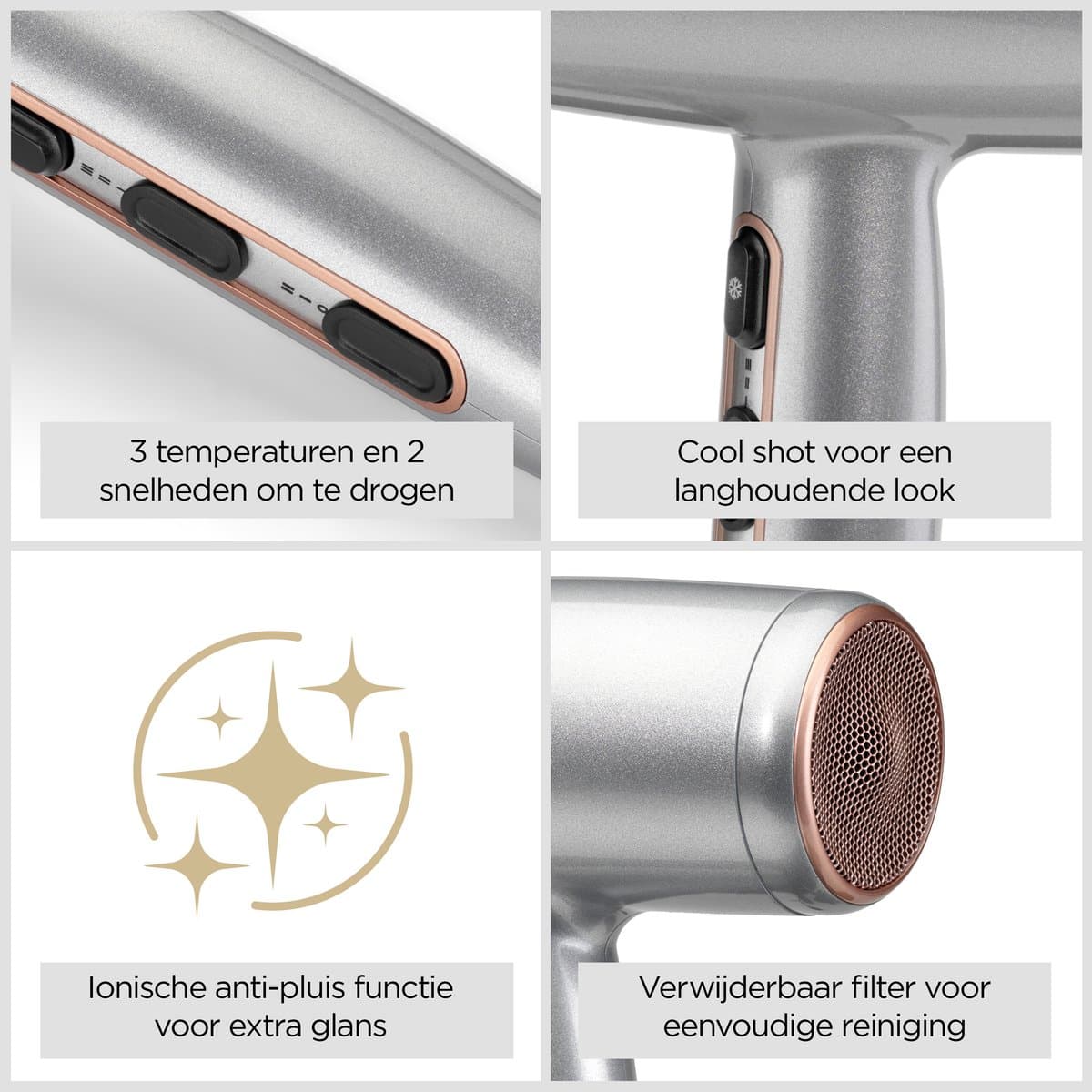 BaByliss Cosmos Föhn D580DE - Krachtige Haardroger met Diffuser - Lichtgewicht - Ionische functie voor minder pluizig haar - 3 temperaturen plus Cool Shot - Compleet met Blaasmond thumbnail 4