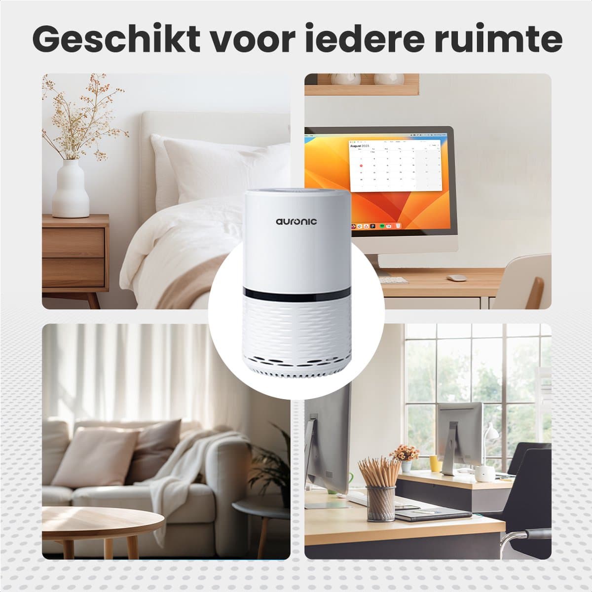 Auronic Luchtreiniger - 12 m² - Air Purifier met HEPA Filter - Verwijdert 99,97% - 25W - 3 Standen - Wit thumbnail 4