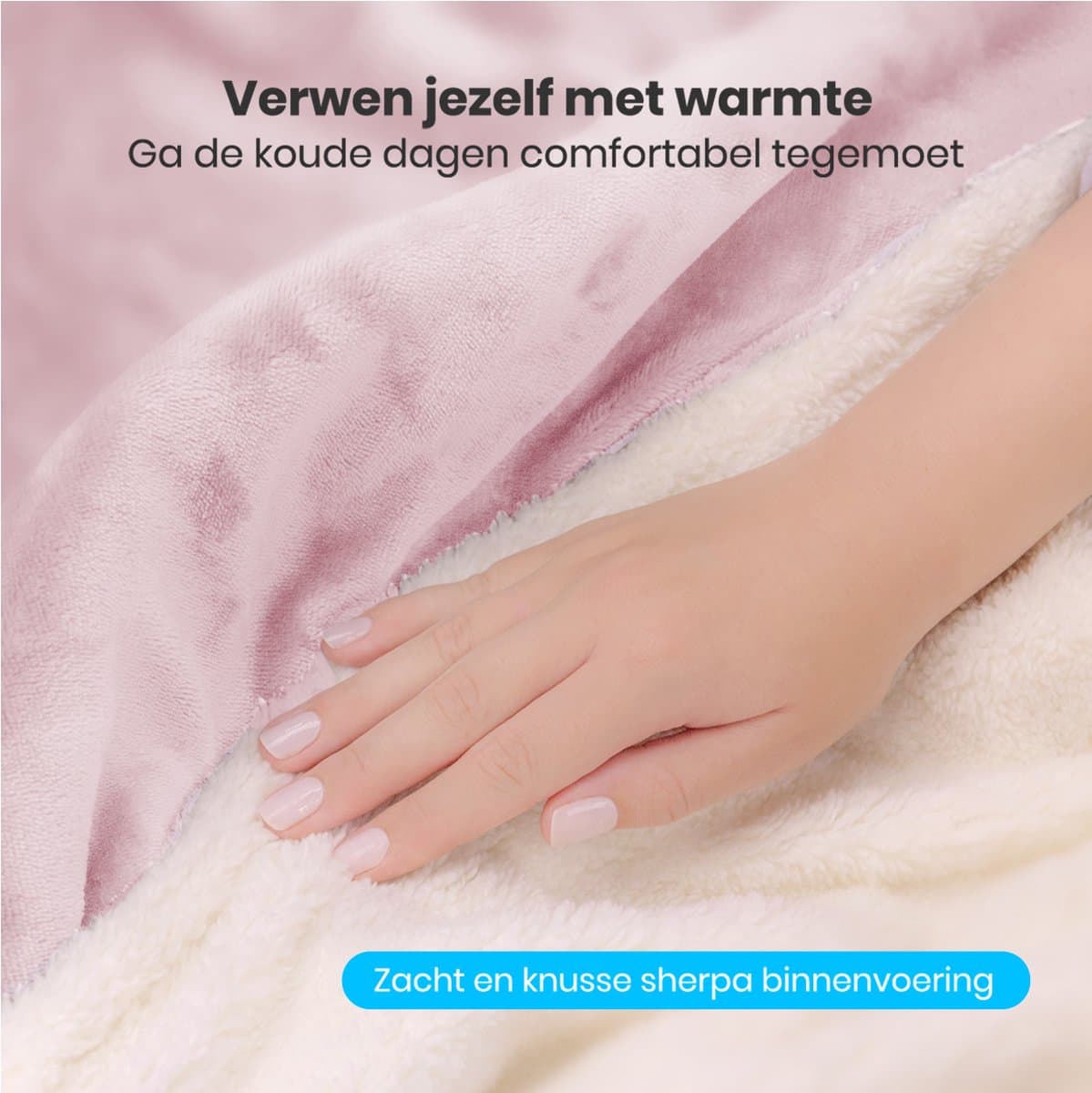 Auronic Elektrische Deken - 200 x 180 cm - 2 Persoons Warmtedeken - 9 Warmte en Timerstanden - Verwarmingsdeken - Sherpa Fleece - Roze thumbnail 4