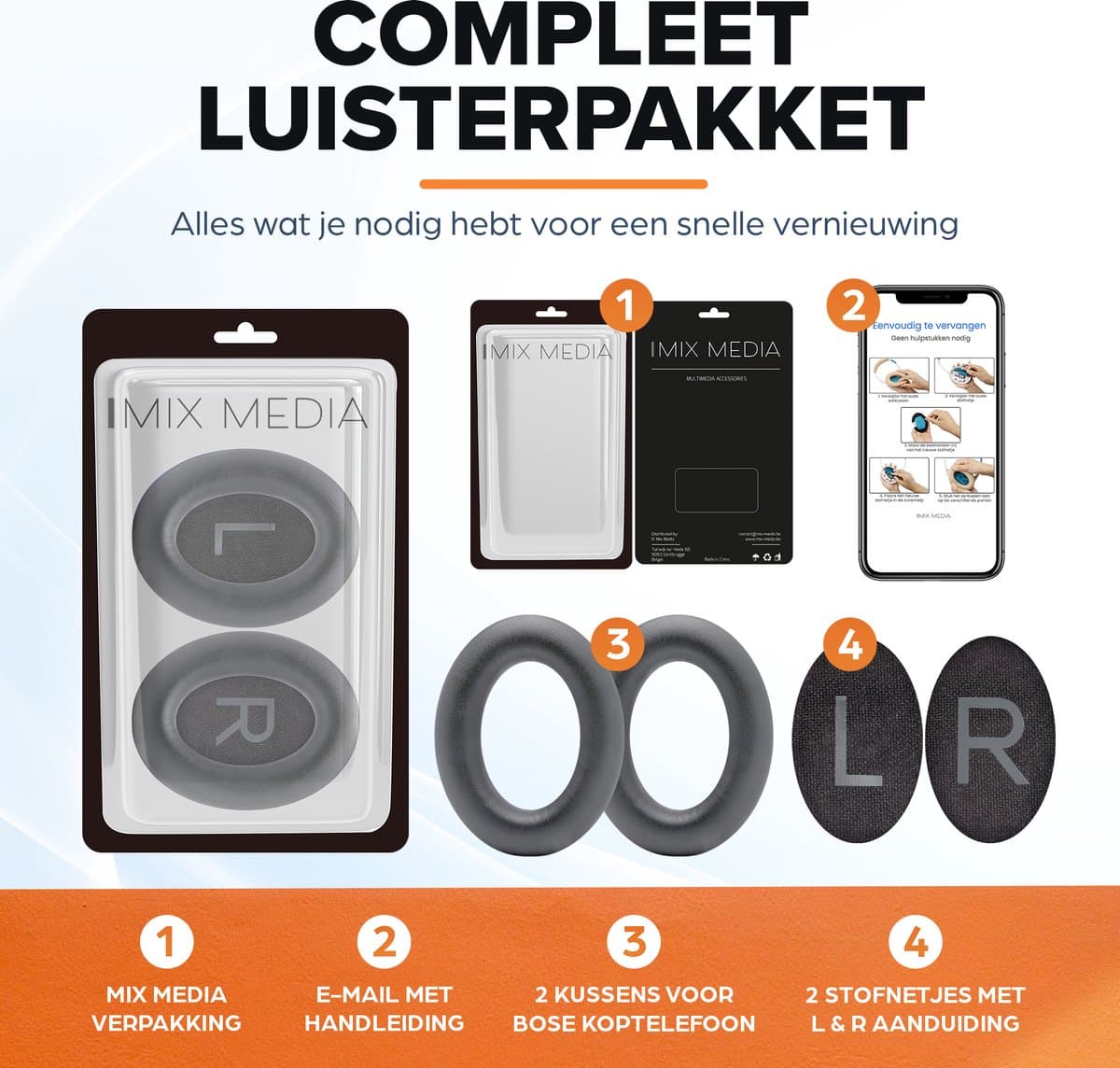 Vervangende oorkussens voor Bose QuietComfort 45 / QC45 / QuietComfort SE - Oorkussens voor koptelefoon - Ear pads headphones - Grijs thumbnail 8