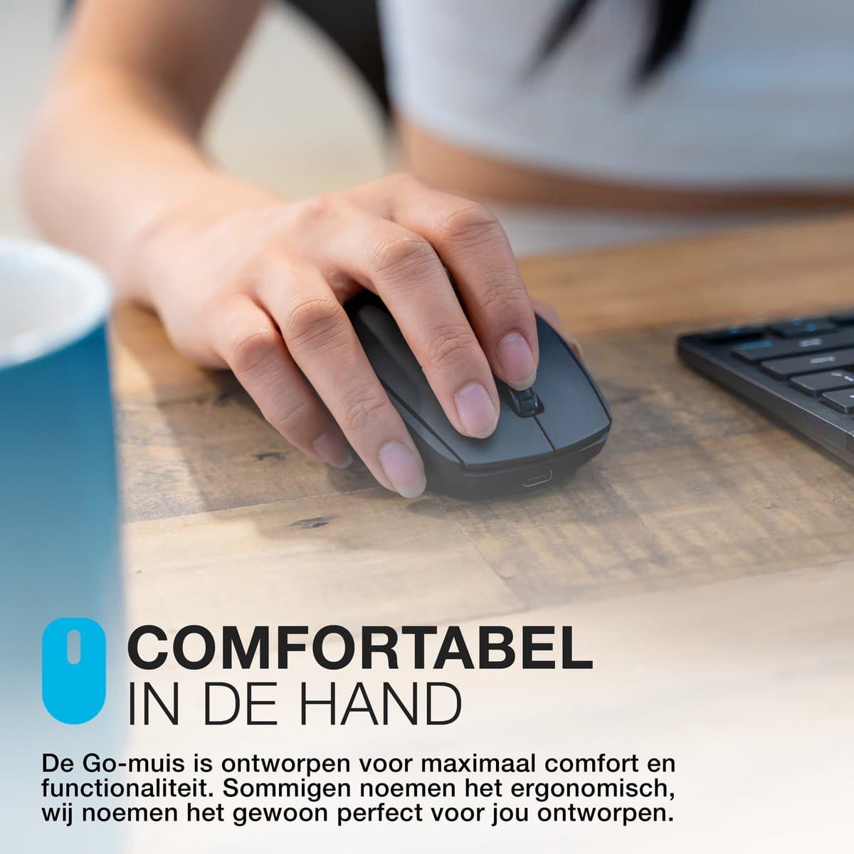 JLab Go Charge Computermuis - Bluetooth Muis Draadloos - Multipoint - Verbindt met 3 apparaten tegelijk - Met Dongle – USB C Oplaadbaar – Stille Clicks thumbnail 4