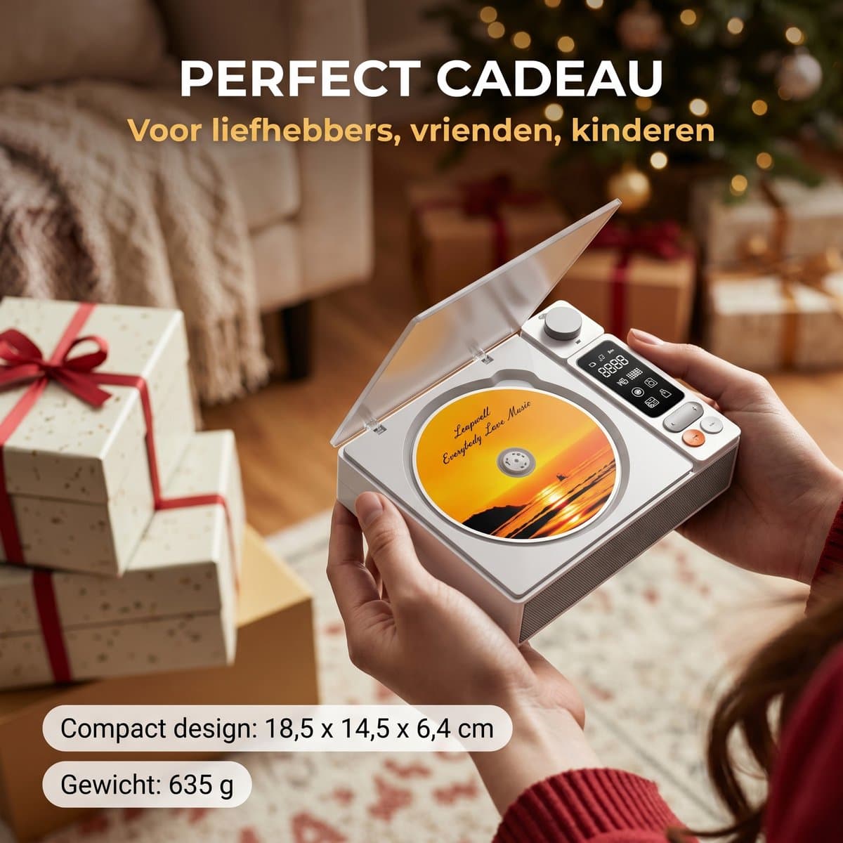 Fokelyi CD Speler - Bluetooth-speler - FM Radio - Retro Radio - Draagbare - Luidsprekers - Ondersteunt CD/AUX/USB-ingang thumbnail 6