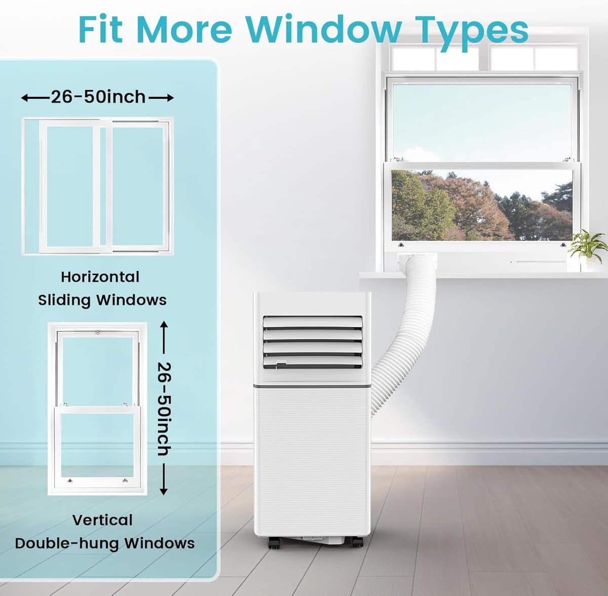 Mobiele airco 10000 BTU stil draagbaar met ontvochtiger, afstandsbediening en 4-in-1 functie thumbnail 8
