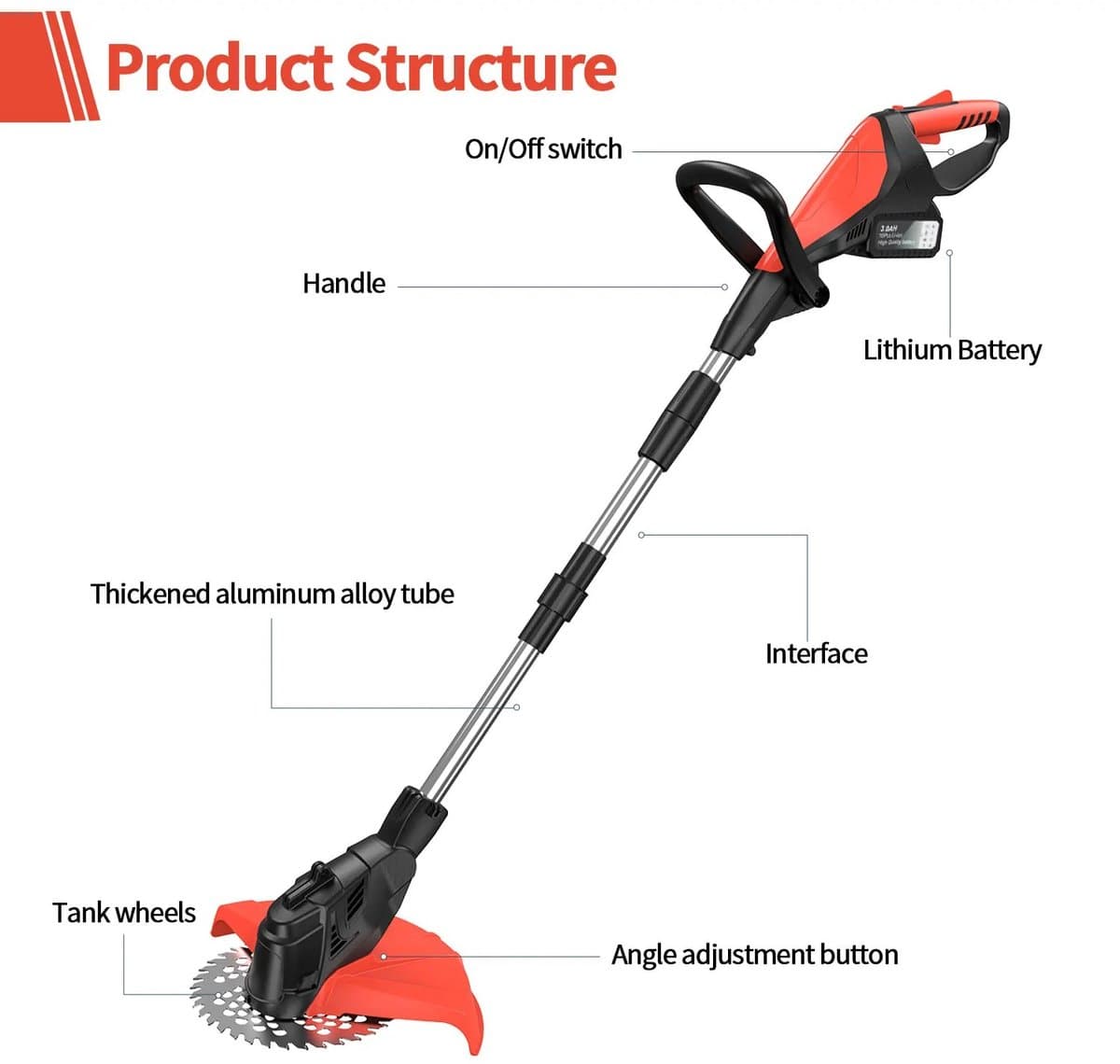 Dailygoods 9 inch borstelloze elektrische grasmaaier, telescopische grastrimmer, snoerloze tuin grasmaaier, trimmer gere thumbnail 6