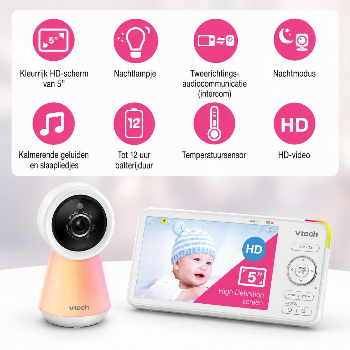 VTech RM5756HD Smart video babyfoon met camera - 5 inch Scherm - Wi-Fi - 1080p Full HD - smartphone app thumbnail 6