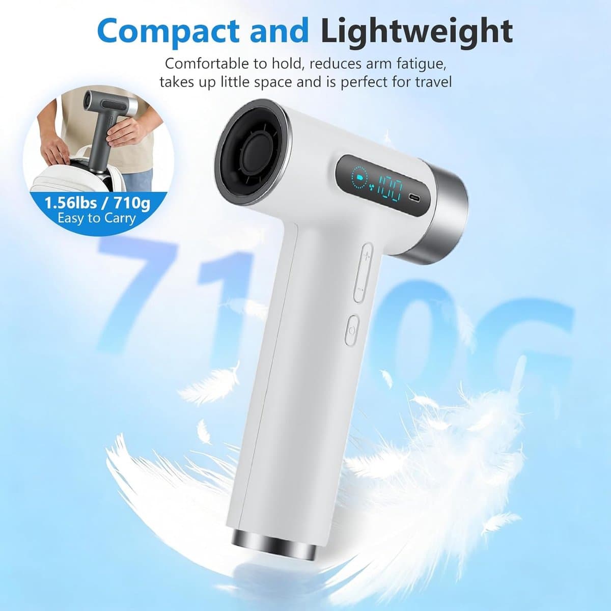 Thijox - Professionele Draadloze Reisföhn met 27000mAh Accu - 100 Temperatuur- en Snelheidsstanden - Draagbare Föhn met Digitaal Display voor Kamperen thumbnail 4