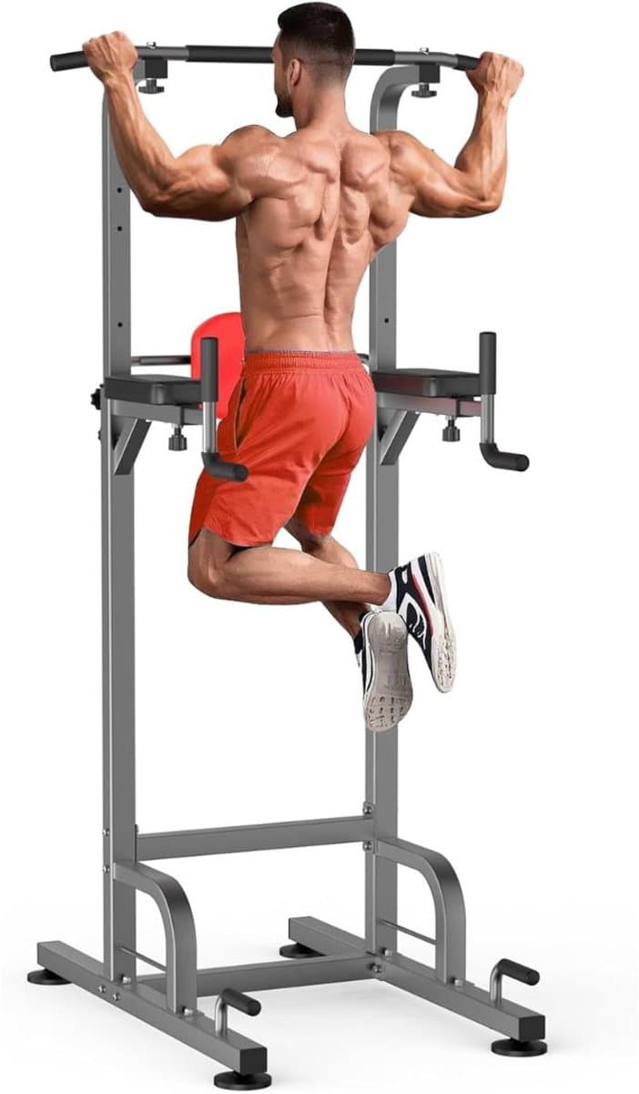 Ploutos® Pull Up Station - Fitness Tower met Optrekstang & Dip Bars - Home Gym Krachtstation - Grijs - 67cm x 86cm x 219cm thumbnail 4