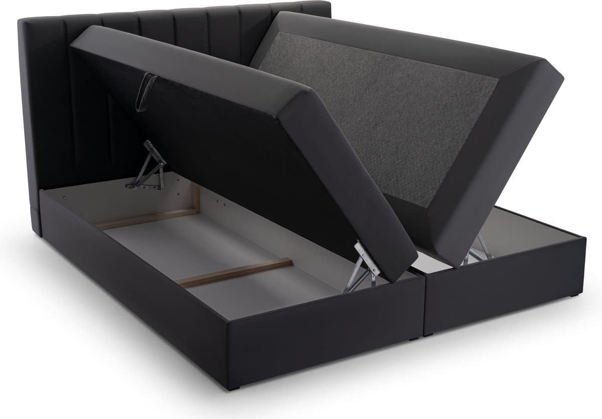 Gestoffeerd Continentaal Bed, Bonell-matras en Topper, TweepeInspireME Boxspring Bed 01 - Bed - Comfortabel topmatras - Met hoofdeindeTot 300KG - Opbergruimte - 180x200 Trinity 16 - Zwart thumbnail 2