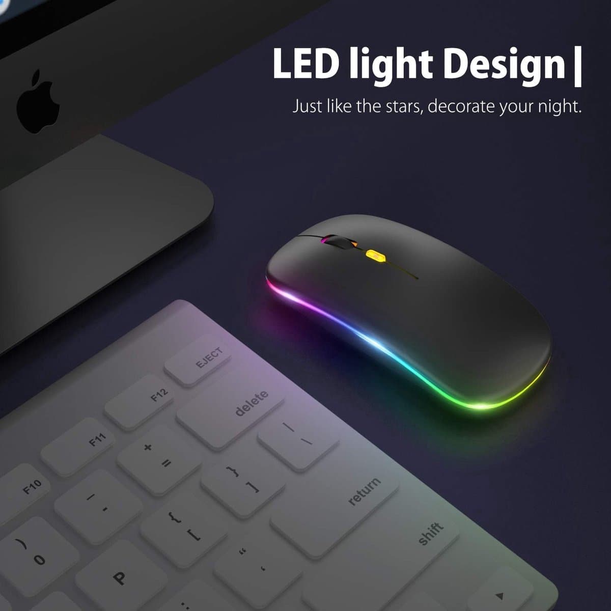 TOJ Draadloze LED Bluetooth Muis - USB 2.4GHZ Ontvanger - Ergonomisch - Gaming - 1600DPI - Zwart thumbnail 4