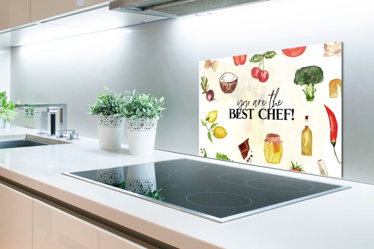 Spatscherm keuken 60x40 cm - Kookplaat achterwand Tekst - You are the best chef - Koken - Eten - Kok - Keuken - Hobby - Spreuken - Muurbeschermer - Spatwand fornuis - Hoogwaardig aluminium thumbnail 3