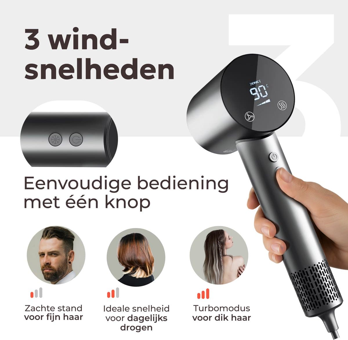 Ciriel CurlTouch Pro föhn met touchscreen en diffuser thumbnail 8